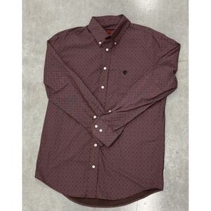 Rock & Roll Denim Shirt Men's Small Western Button Down Long Sleeve Maroon